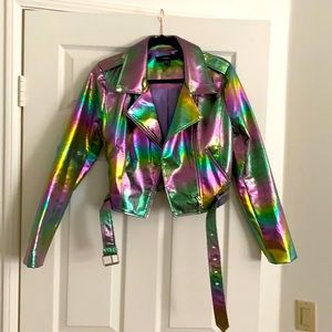 Forever 21 rainbow chrome jacket